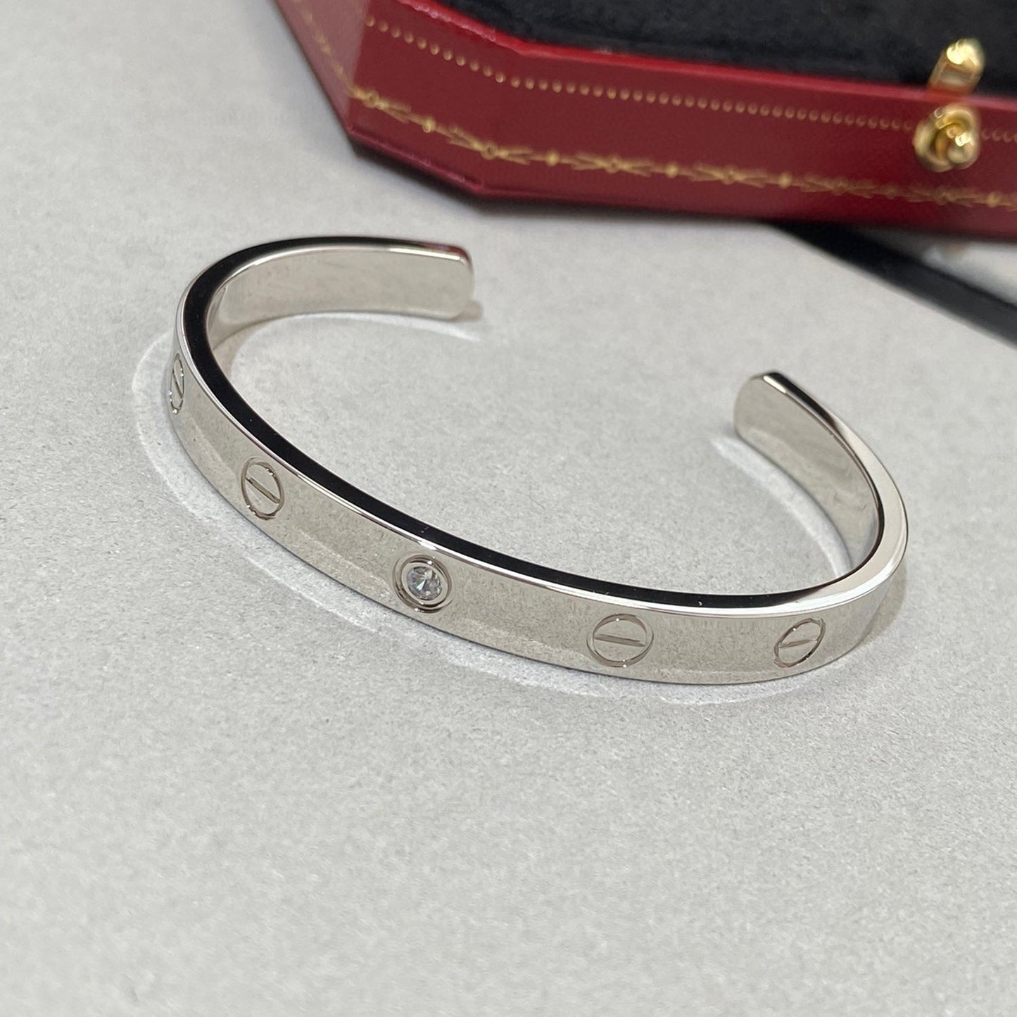 [Okajuri Jewelry]LOVE BRACELET 6.1MM 1 DIAMOND OPEN CUFF