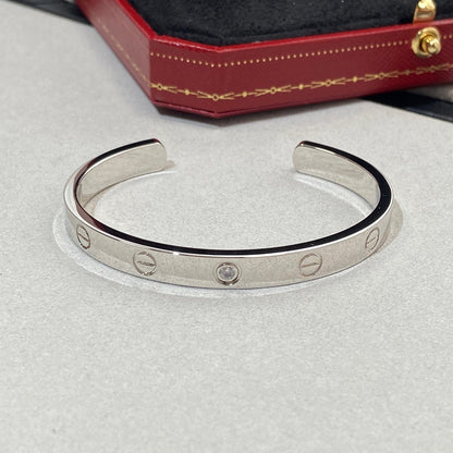 [Okajuri Jewelry] LOVE BRACELET 6.1MM 1 DIAMOND OPEN CUFF