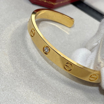 [Okajuri Jewelry] LOVE BRACELET 6.1MM 1 DIAMOND OPEN CUFF