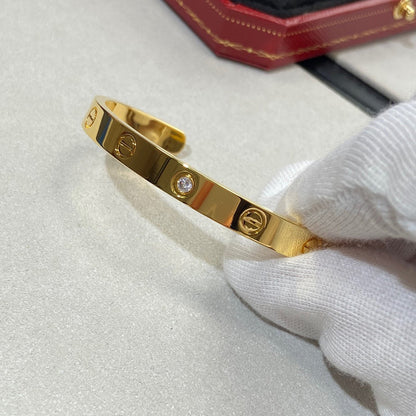 [Okajuri Jewelry] LOVE BRACELET 6.1MM 1 DIAMOND OPEN CUFF