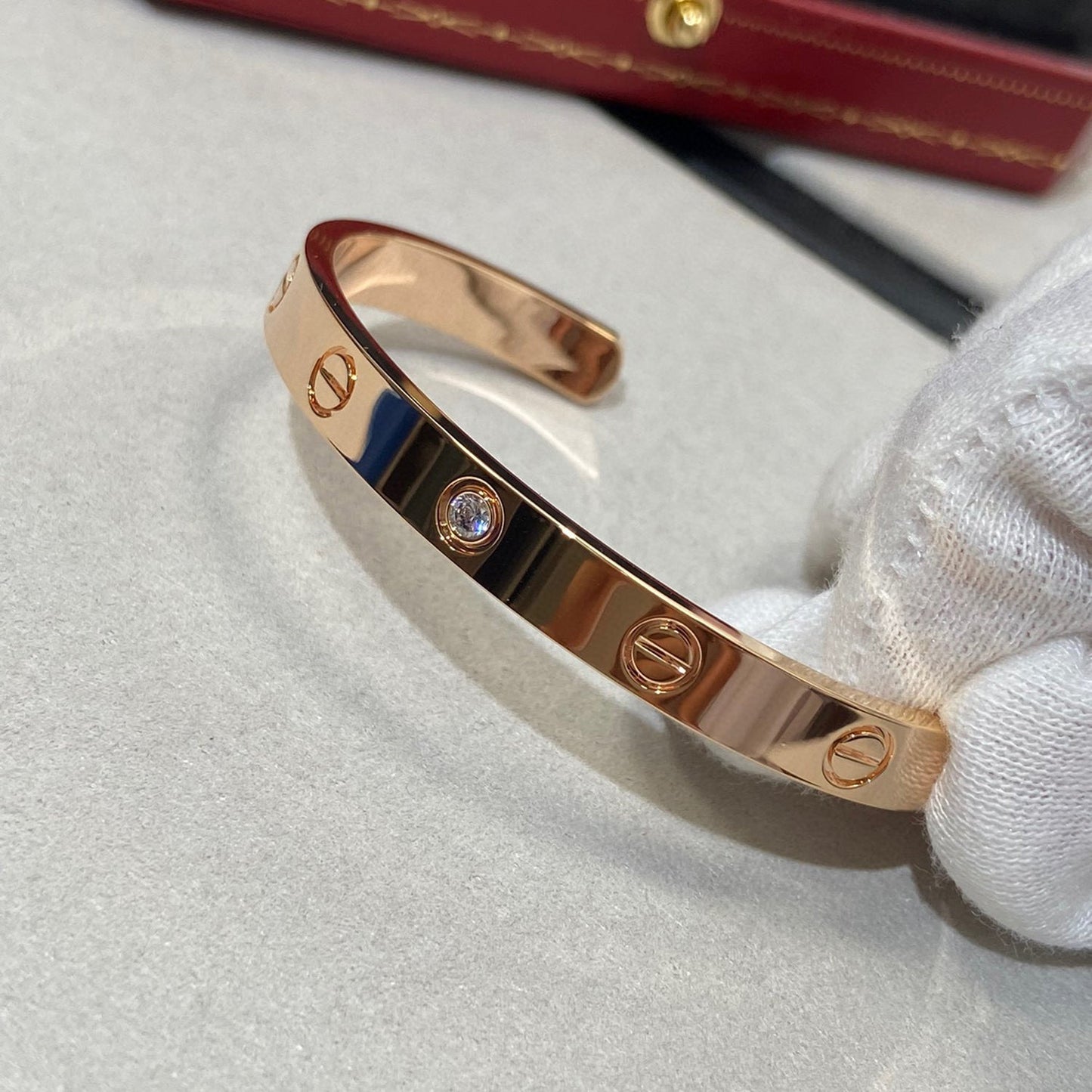 [Okajuri Jewelry]LOVE BRACELET 6.1MM 1 DIAMOND OPEN CUFF