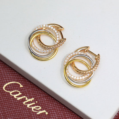 [Okajuri Jewelry] TRINITY HALF DIAMOND  EARRINGS