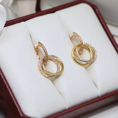 [Okajuri Jewelry] TRINITY HALF DIAMOND  EARRINGS