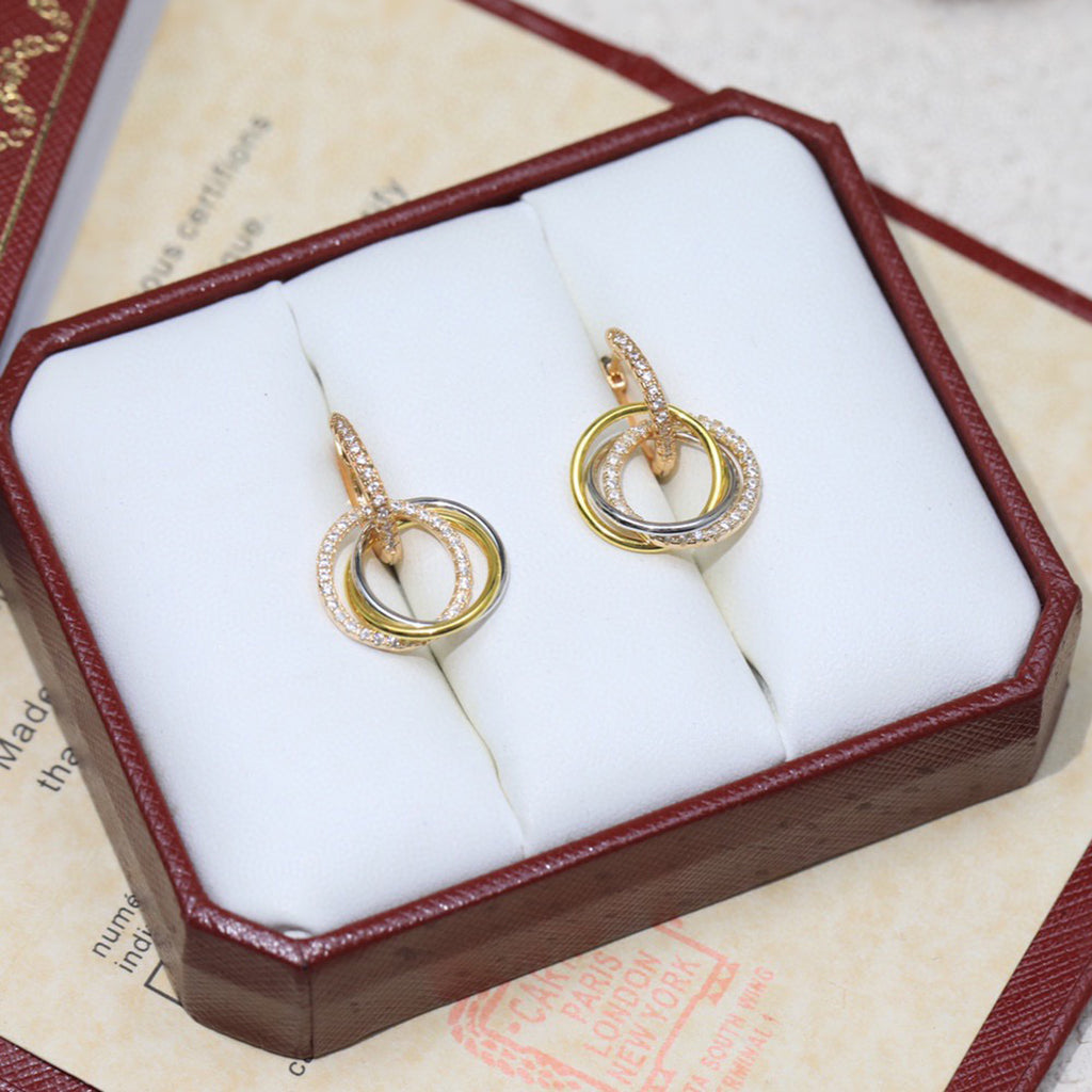 [Okajuri Jewelry] TRINITY HALF DIAMOND  EARRINGS