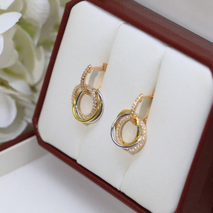[Okajuri Jewelry] TRINITY HALF DIAMOND  EARRINGS