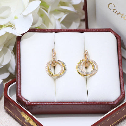 [Okajuri Jewelry] TRINITY HALF DIAMOND  EARRINGS