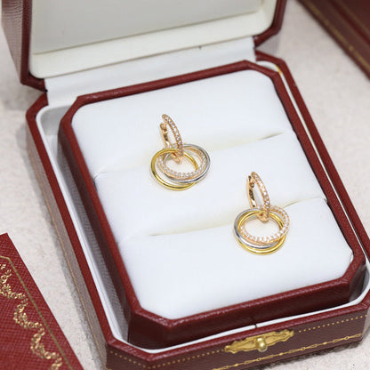 [Okajuri Jewelry] TRINITY HALF DIAMOND  EARRINGS