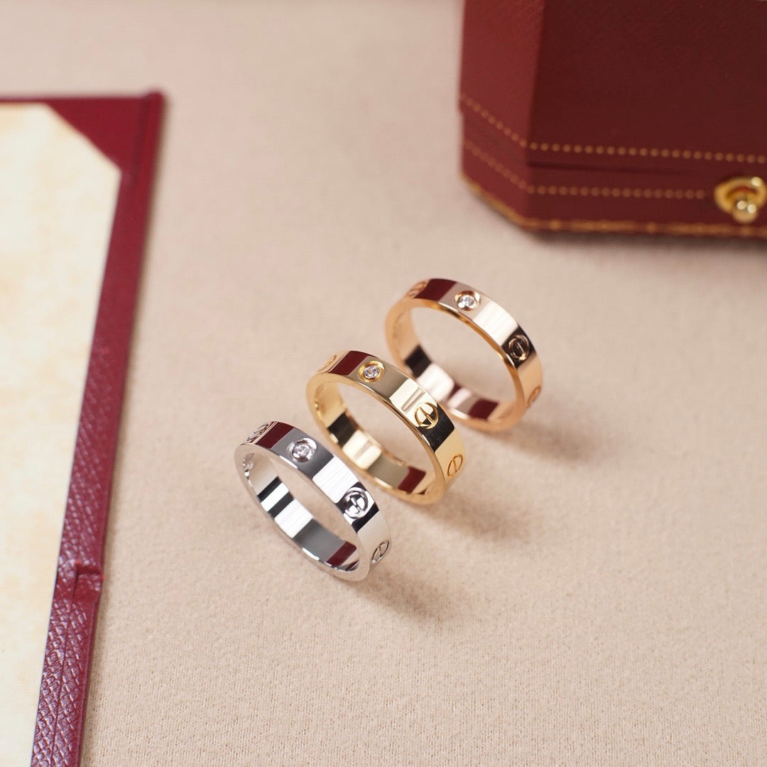 [Okajuri Jewelry] LOVE 4MM 1 DIAMOND RING