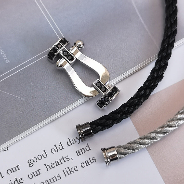 [Okajuri Jewelry]FORCE LARGE HORSESHOE BLACK DIAMOND BRACELET SILVER