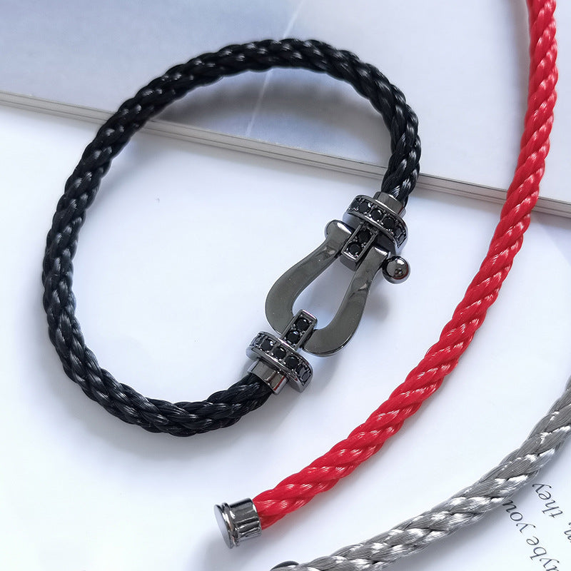 [Okajuri Jewelry] FORCE LARGE SERIES HORSESHOE BLACK SAMURAI BRACELET