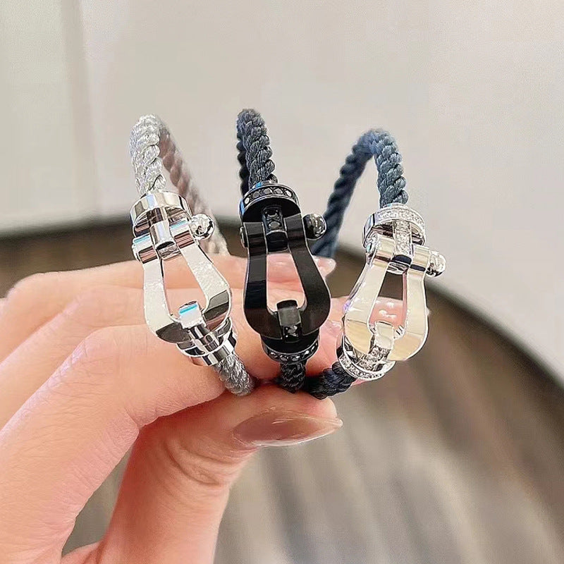 [Okajuri Jewelry]FORCE LARGE HORSESHOE FULL DIAMOND BRACELET GOLD