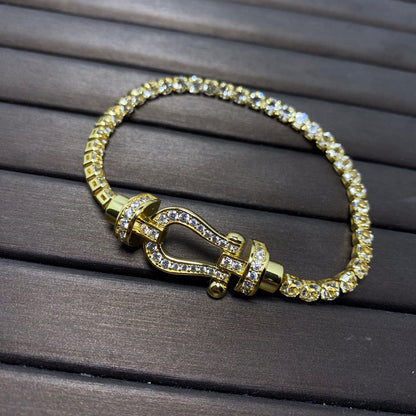 [Okajuri Jewelry]FORCE  LARGE HORSESHOE FULL DIAMOND TENNIS BRACELET