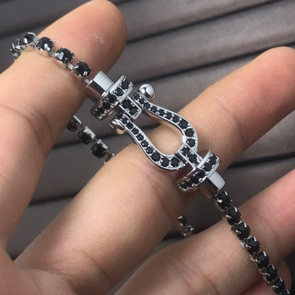 [Okajuri Jewelry]FORCE  LARGE HORSESHOE FULL DIAMOND TENNIS BRACELET