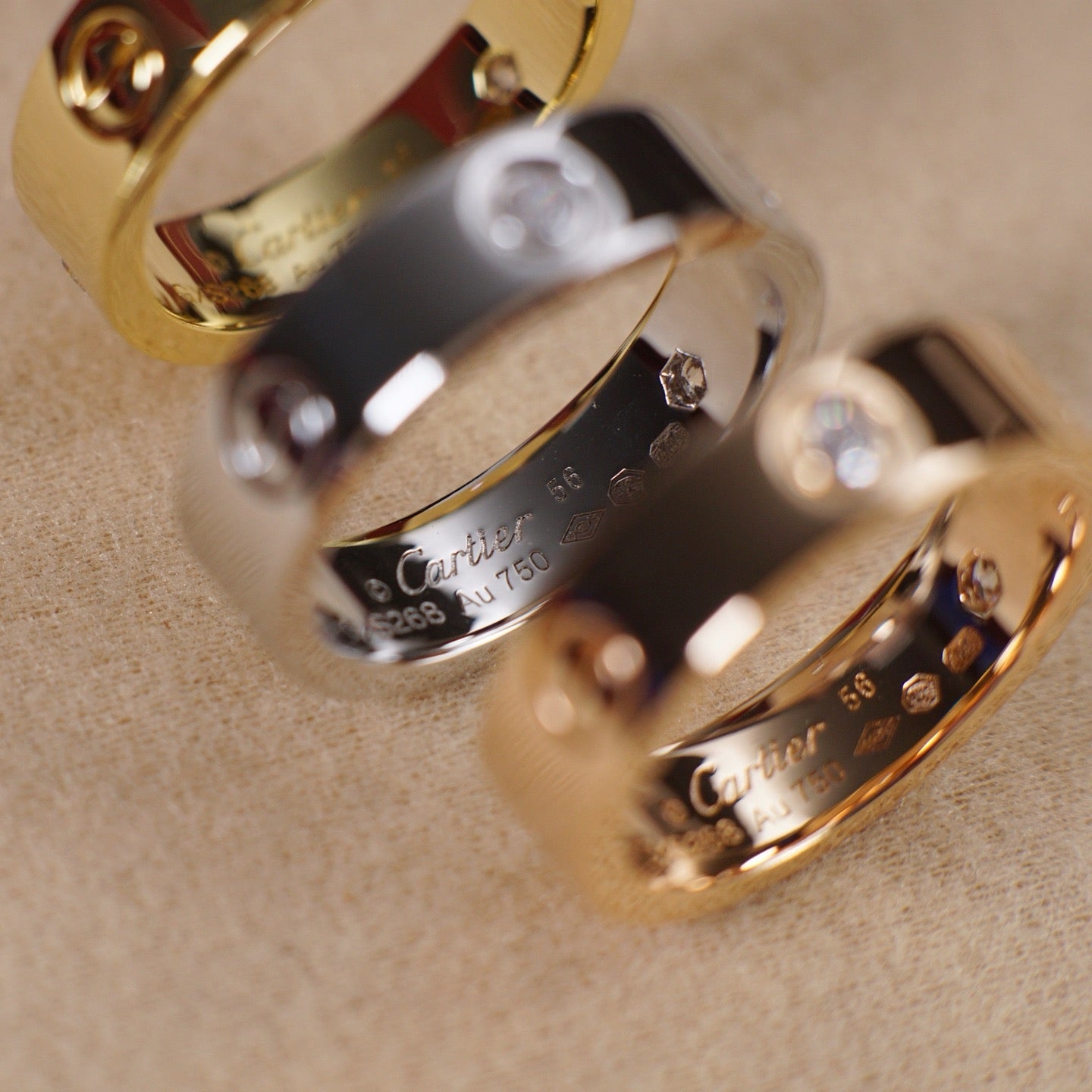 [Okajuri Jewelry] LOVE 5.5MM 3 DIAMOND RING