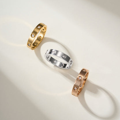 [Okajuri Jewelry] LOVE 4MM 8 DIAMOND RING