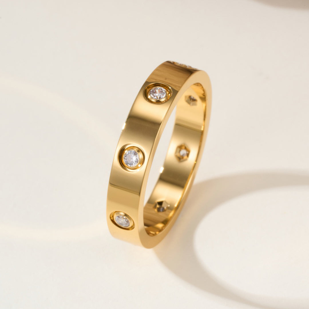 [Okajuri Jewelry] LOVE 4MM 8 DIAMOND RING