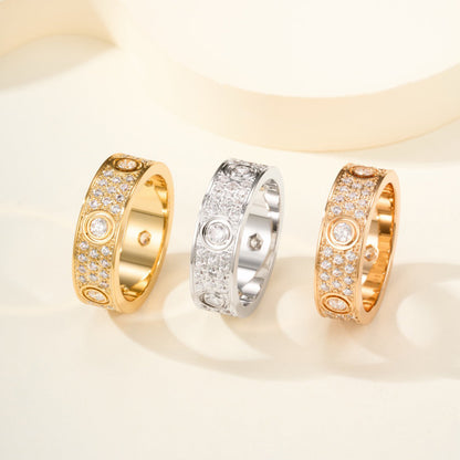 [Okajuri Jewelry] LOVE 5.5MM FULL-PAVE 6-DIAMOND RING