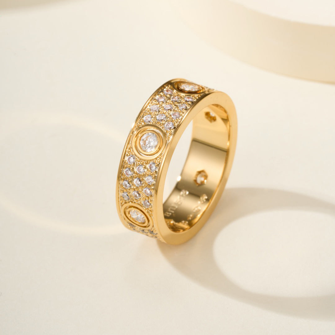 [Okajuri Jewelry] LOVE 5.5MM FULL-PAVE 6-DIAMOND RING