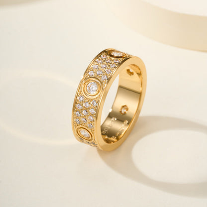 [Okajuri Jewelry] LOVE 5.5MM FULL-PAVE 6-DIAMOND RING