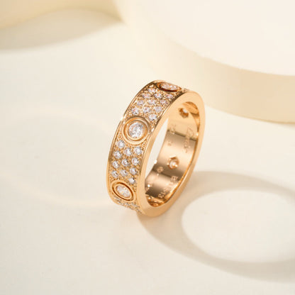 [Okajuri Jewelry] LOVE 5.5MM FULL-PAVE 6-DIAMOND RING