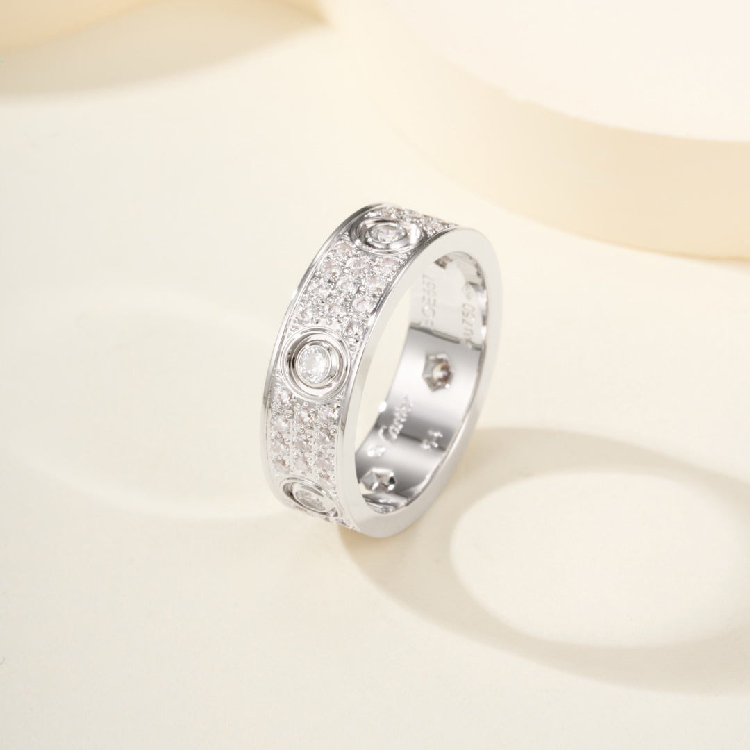 [Okajuri Jewelry] LOVE 5.5MM FULL-PAVE 6-DIAMOND RING