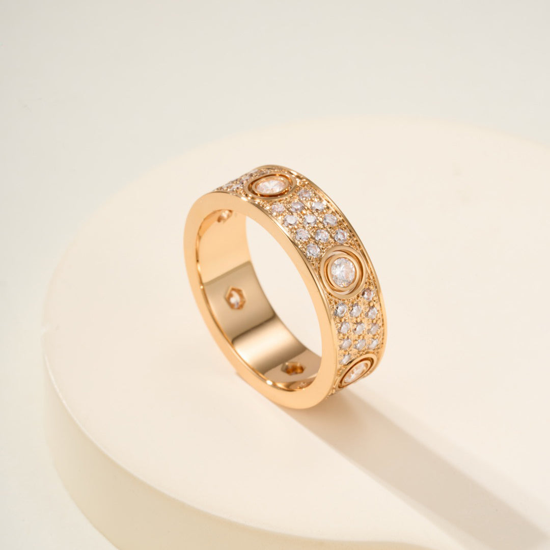 [Okajuri Jewelry] LOVE 5.5MM FULL-PAVE 6-DIAMOND RING