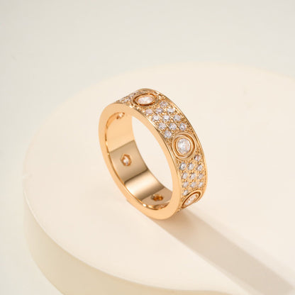[Okajuri Jewelry] LOVE 5.5MM FULL-PAVE 6-DIAMOND RING