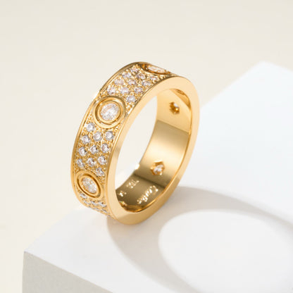 [Okajuri Jewelry] LOVE 5.5MM FULL-PAVE 6-DIAMOND RING