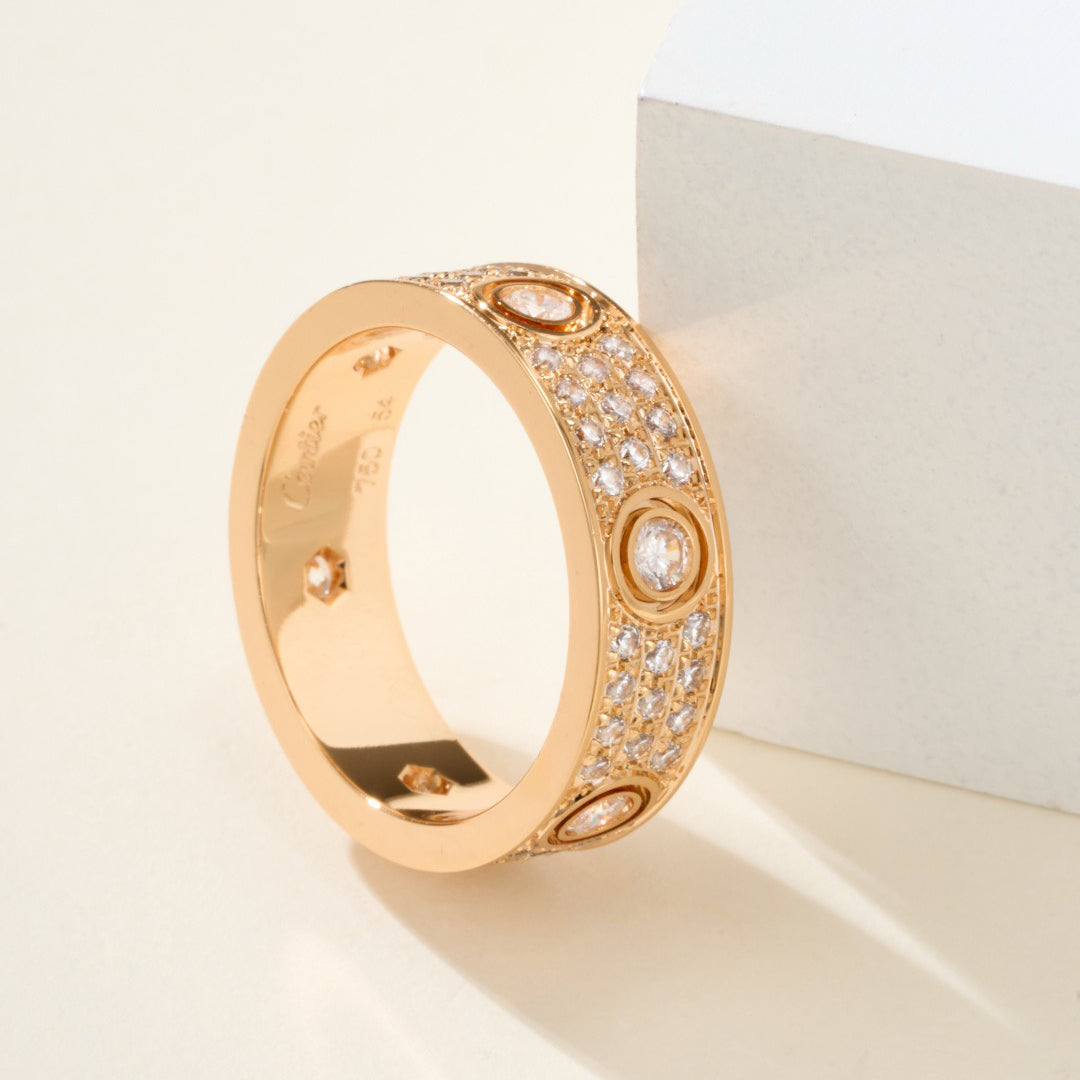 [Okajuri Jewelry] LOVE 5.5MM FULL-PAVE 6-DIAMOND RING