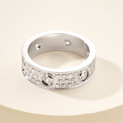 [Okajuri Jewelry] LOVE 5.5MM FULL-PAVE 6-DIAMOND RING