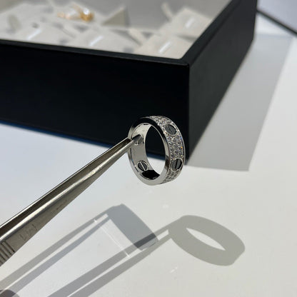 [Okajuri Jewelry] LOVE RING 5.5MM DIAMONDS PAVED CERAMIC