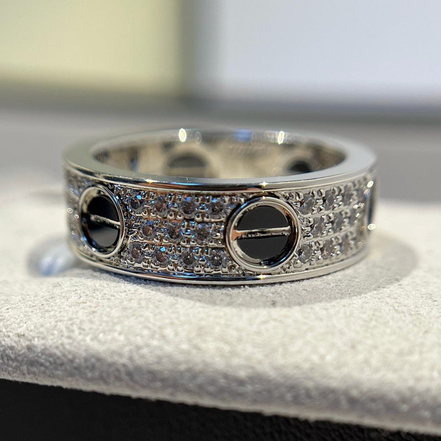 [Okajuri Jewelry] LOVE RING 5.5MM DIAMONDS PAVED CERAMIC