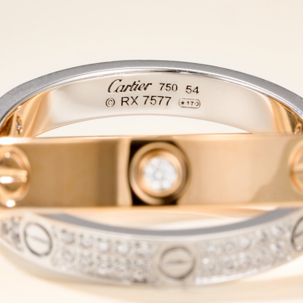 [Okajuri Jewelry] LOVE PINK GOLD SILVER DIAMOND DOUBLE RING
