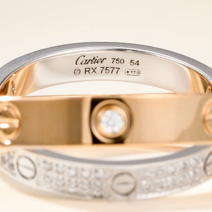 [Okajuri Jewelry] LOVE PINK GOLD SILVER DIAMOND DOUBLE RING