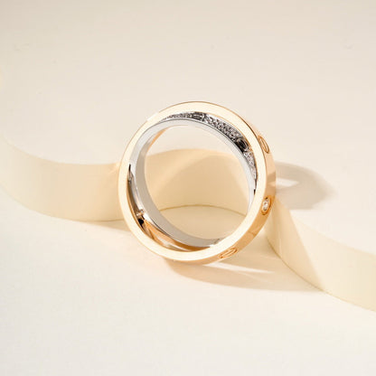 [Okajuri Jewelry] LOVE PINK GOLD SILVER DIAMOND DOUBLE RING
