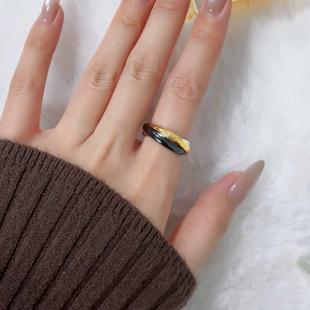 [Okajuri Jewelry] TRINITY 3.2MM RING BLACK CERAMIC