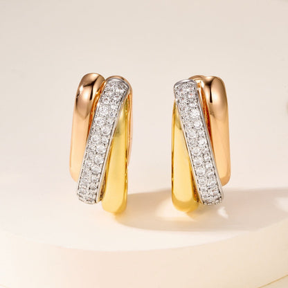 [Okajuri Jewelry] TRINITY HALF DIAMOND  CUSHION EARRINGS