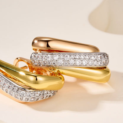 [Okajuri Jewelry] TRINITY HALF DIAMOND  CUSHION EARRINGS