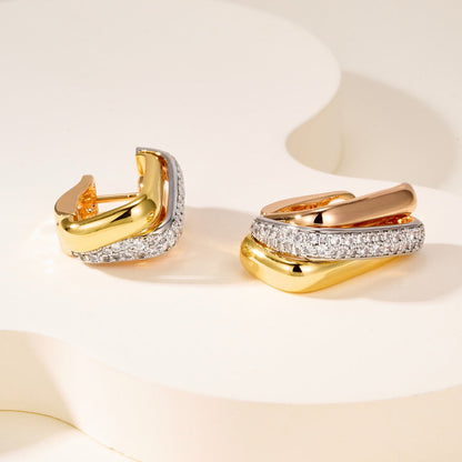 [Okajuri Jewelry] TRINITY HALF DIAMOND  CUSHION EARRINGS