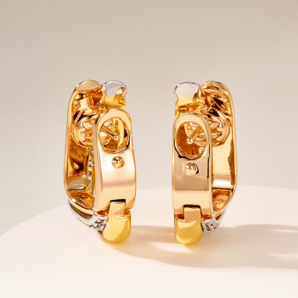 [Okajuri Jewelry] TRINITY HALF DIAMOND  CUSHION EARRINGS