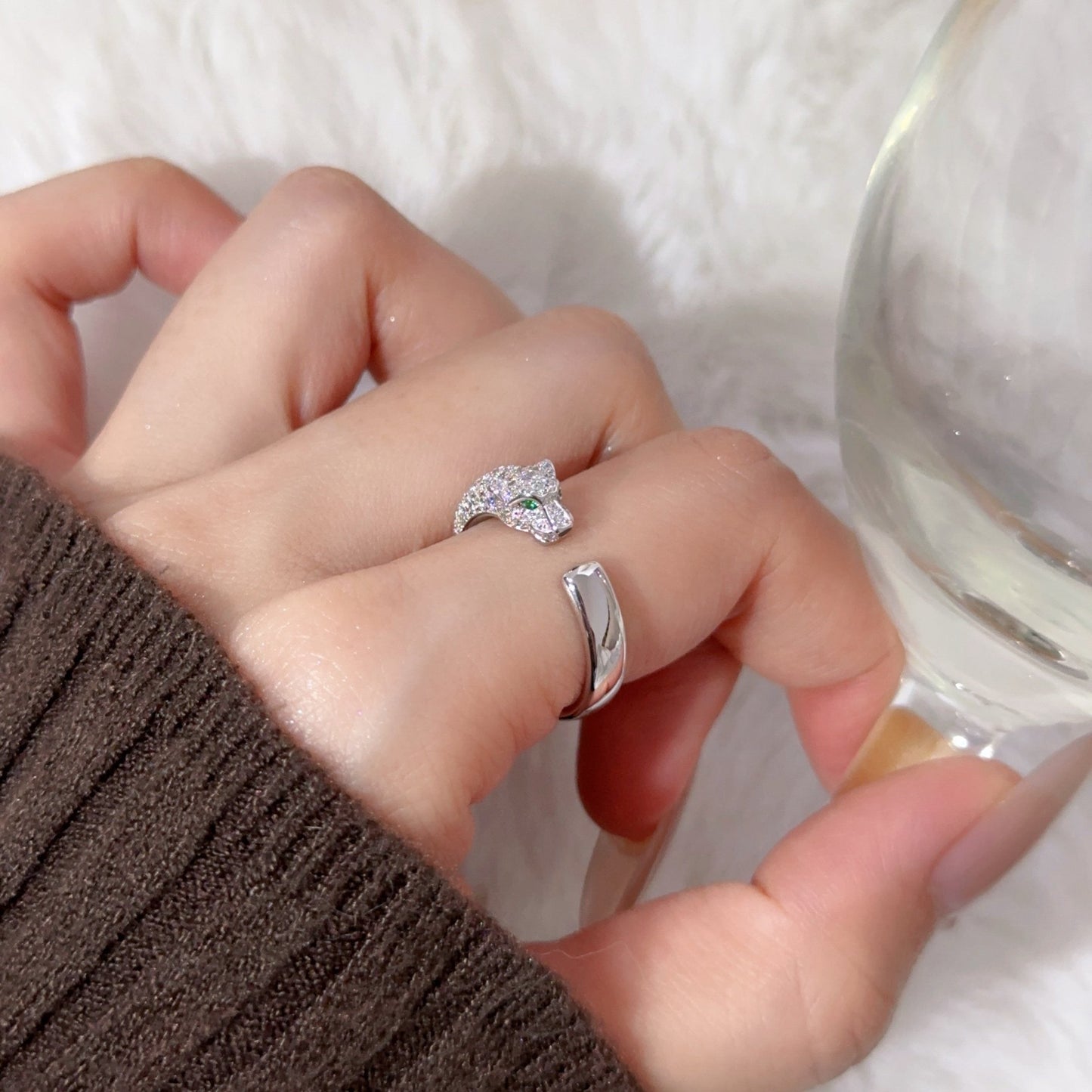 [Okajuri Jewelry] PANTHERE HALF DIAMOND SMALL RING
