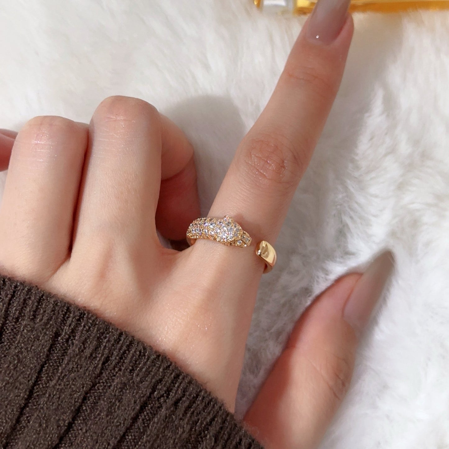 [Okajuri Jewelry] PANTHERE HALF DIAMOND SMALL RING