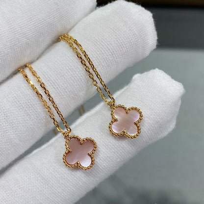 [Okajuri Jewelry]CLOVER 15MM PINK MOTHER-OF-PEARL SINGLE FLOWER NECKLACE