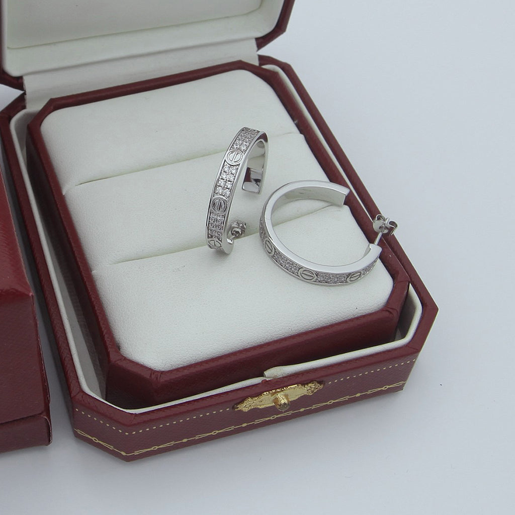 [Okajuri Jewelry] LOVE EARRINGS 3.6MM DIAMOND PAVED
