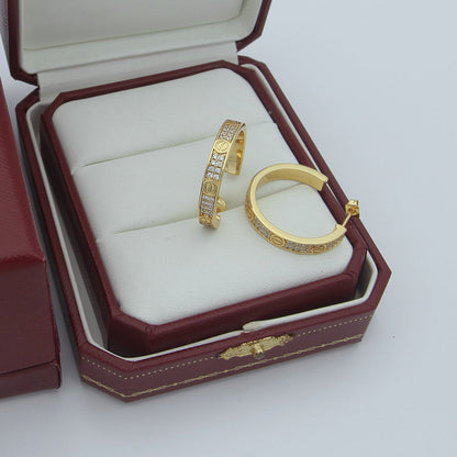 [Okajuri Jewelry] LOVE EARRINGS 3.6MM DIAMOND PAVED