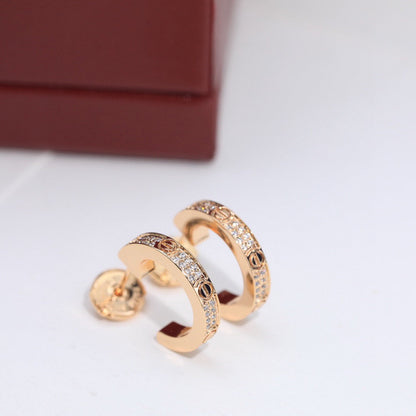 [Okajuri Jewelry] LOVE 5.5MM DIAMOND PAVED EARRINGS