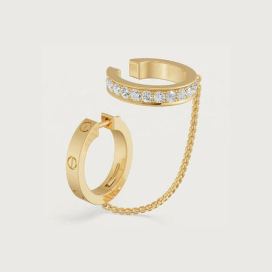 [Okajuri Jewelry] LOVE 3.0MM HALF DIAMOND EARRINGS