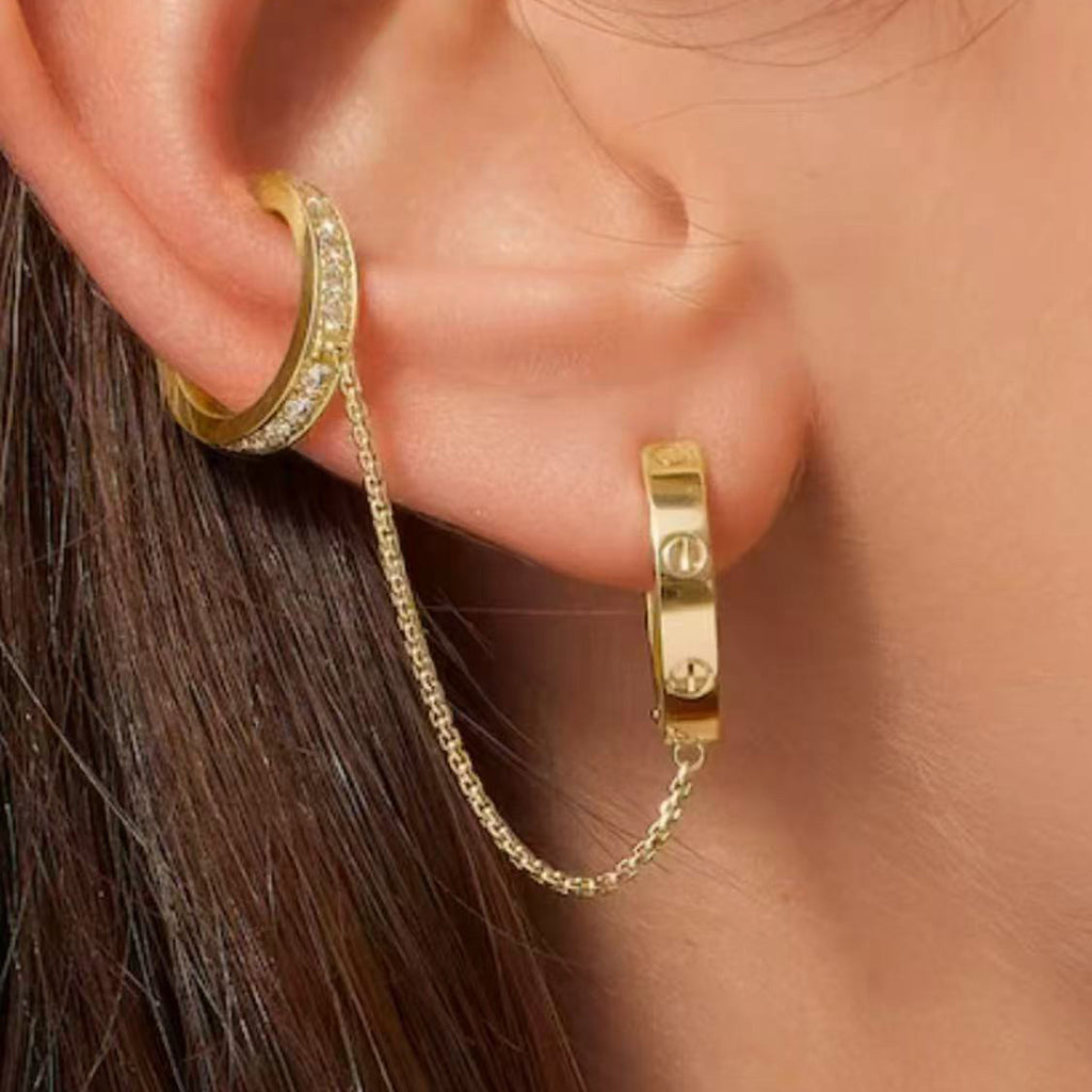 [Okajuri Jewelry] LOVE 3.0MM HALF DIAMOND EARRINGS