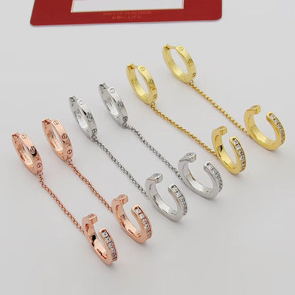 [Okajuri Jewelry] LOVE 3.0MM HALF DIAMOND EARRINGS