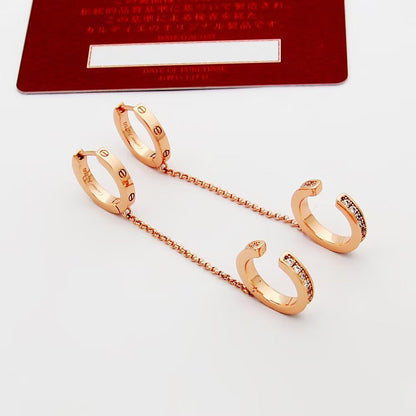 [Okajuri Jewelry] LOVE 3.0MM HALF DIAMOND EARRINGS